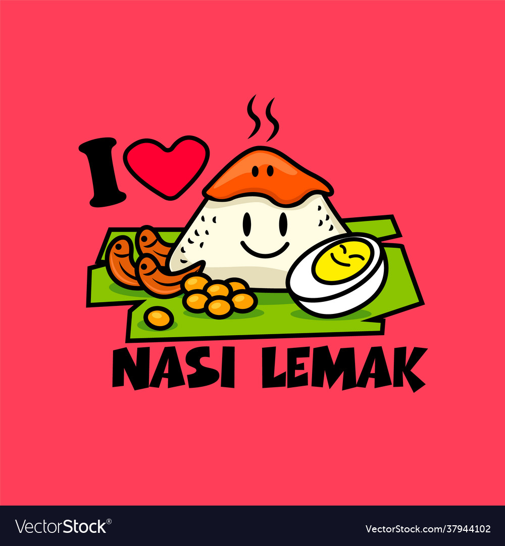 Cartoon nasi lemak set character Royalty Free Vector Image