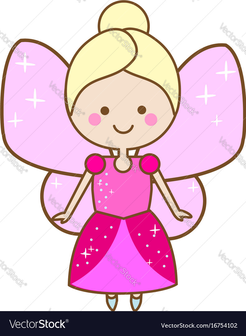 Cute fairy character winged elf princess in pink Vector Image