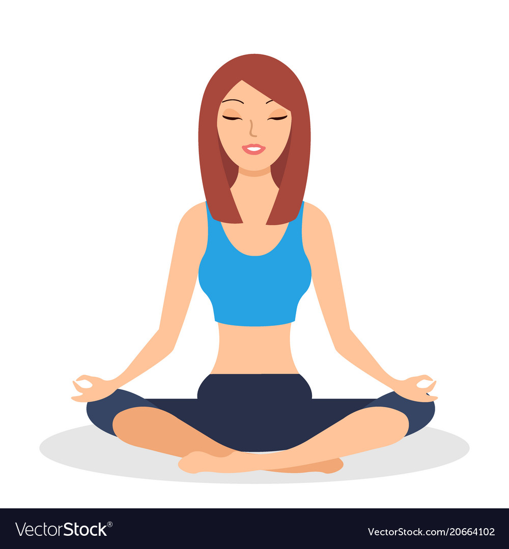 Fitness girl does yoga training sitting in half Vector Image