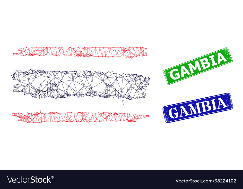 Grunged gambia badges und dreieckige mesh thailand