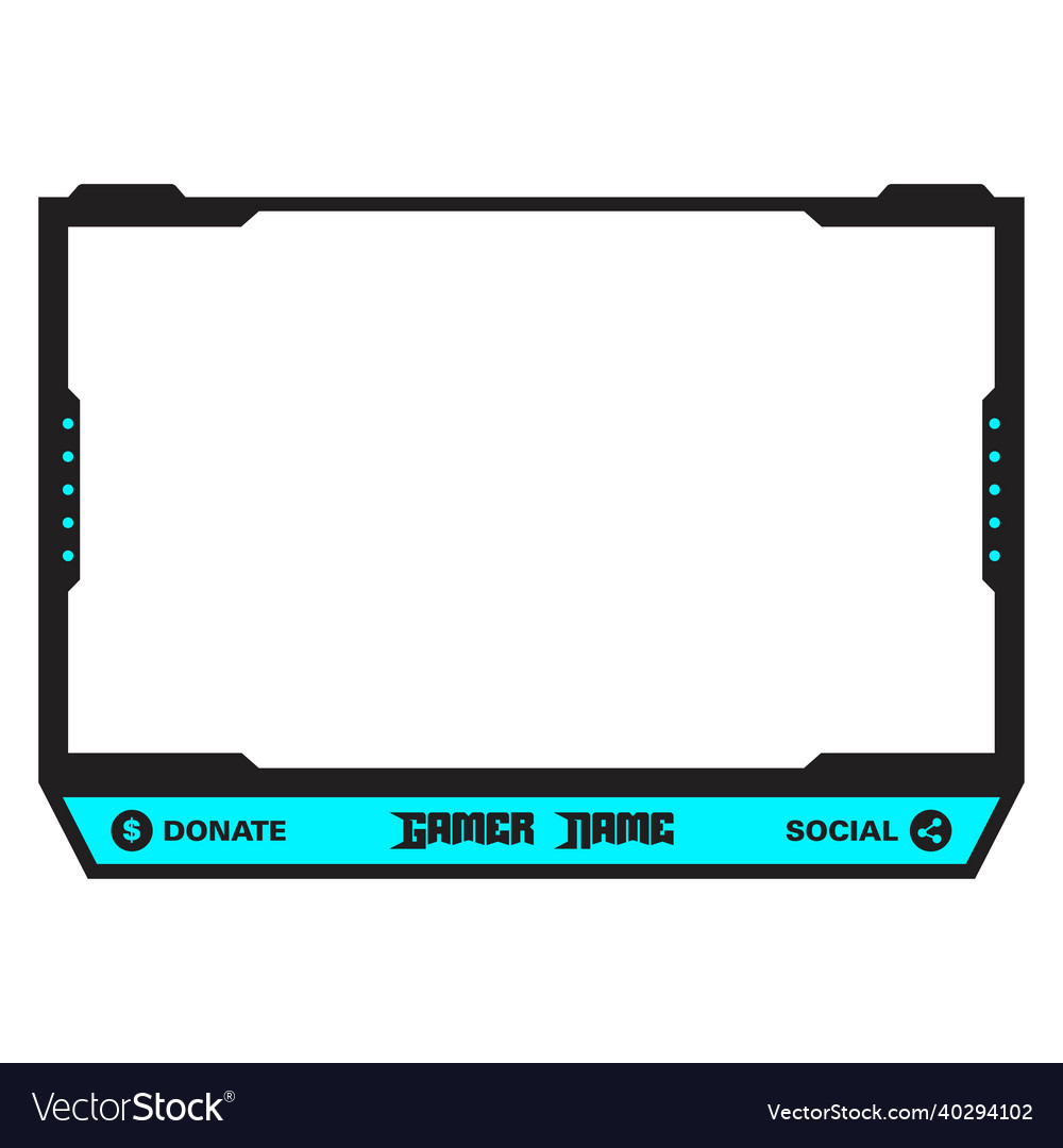 Live game streaming overlay with cyan and black Vector Image