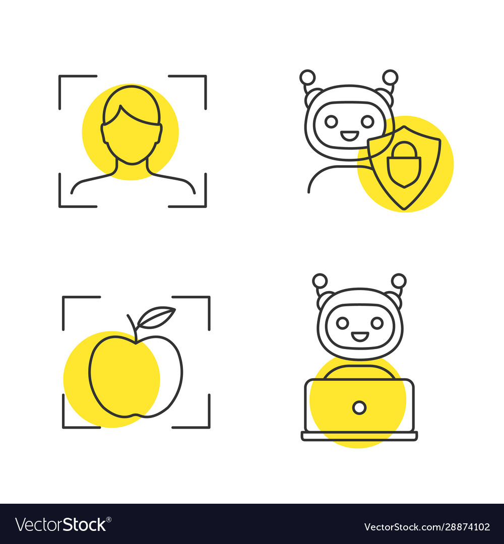 Machine learning linear icons set Royalty Free Vector Image