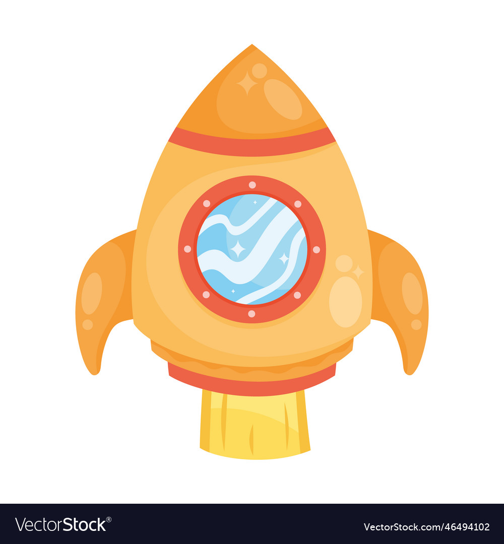 Orange rocket space Royalty Free Vector Image - VectorStock