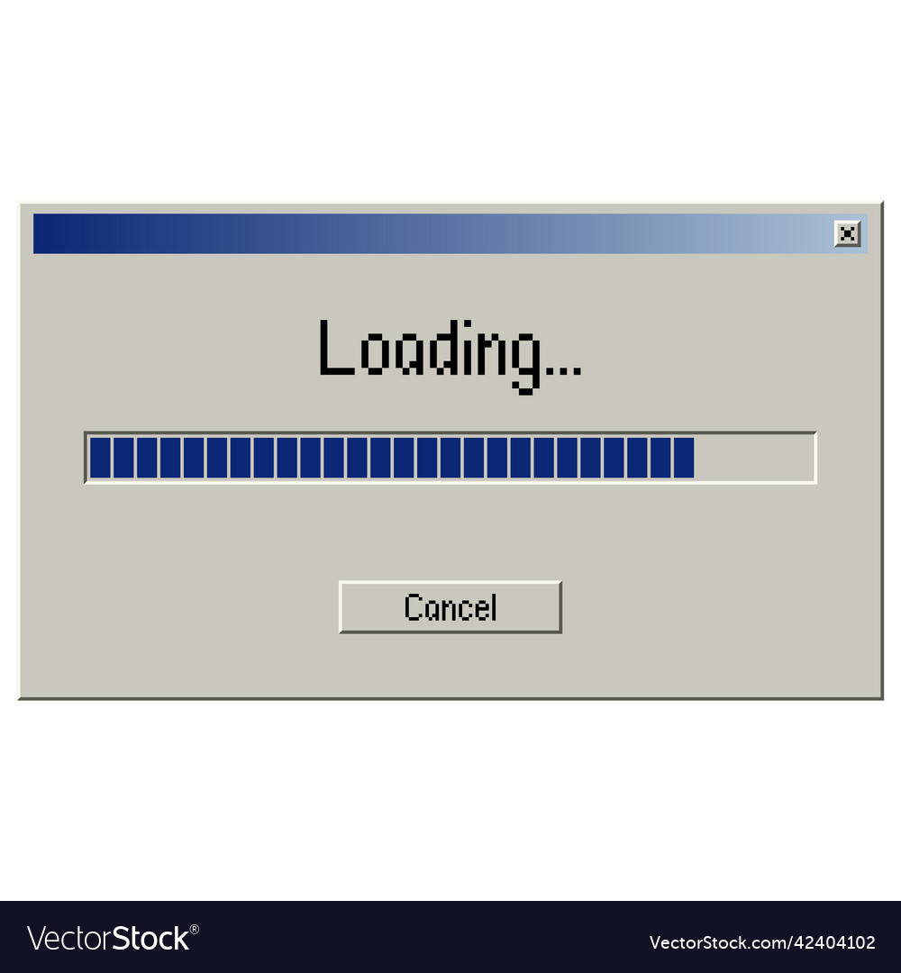 Retro window with loading message Royalty Free Vector Image