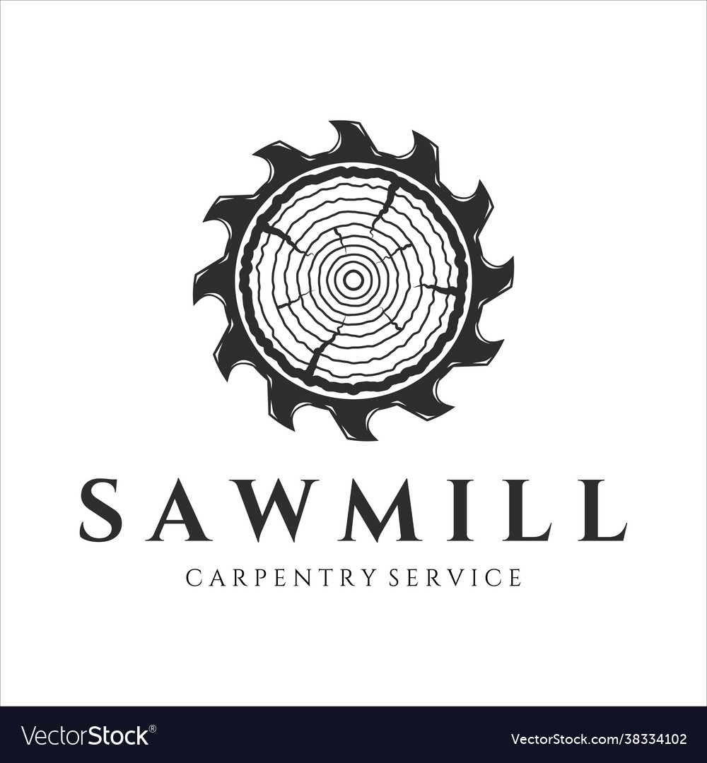 Sawmill logo vintage icon template design