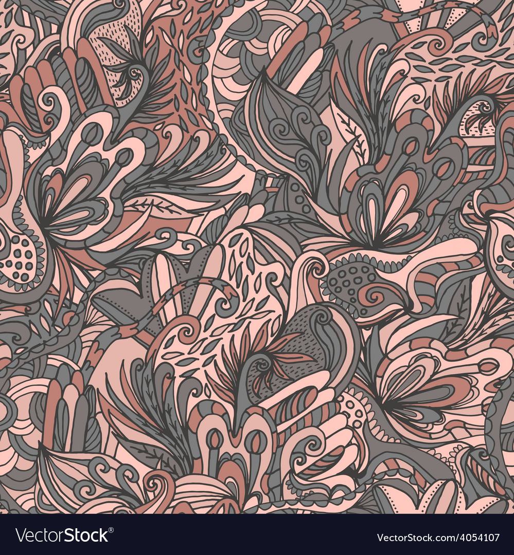 Abstract hand-drawn wave floral pattern