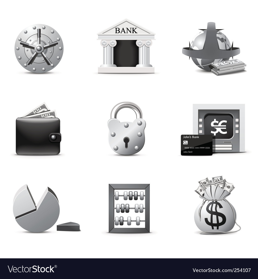 Banking icons bw series