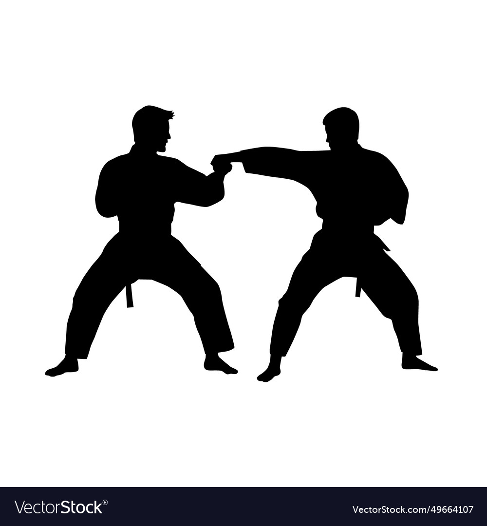 Black Silhouettes Of Karate Fighting Royalty Free Vector