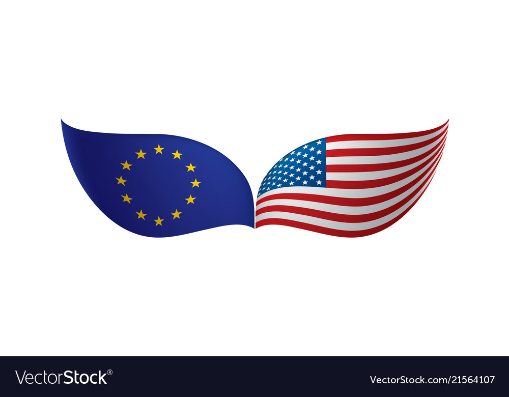 European union and american flags