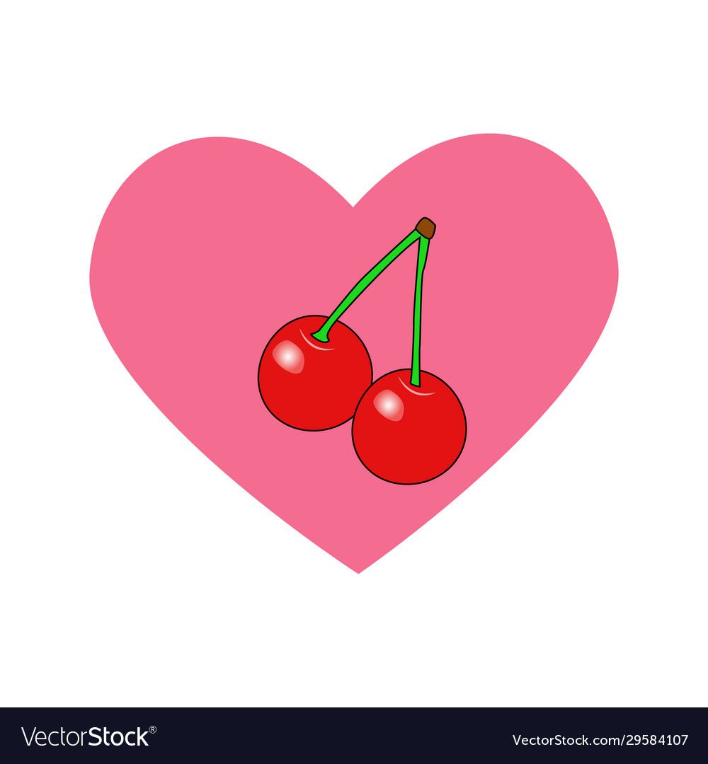 Heart with cherry drawn icon for your