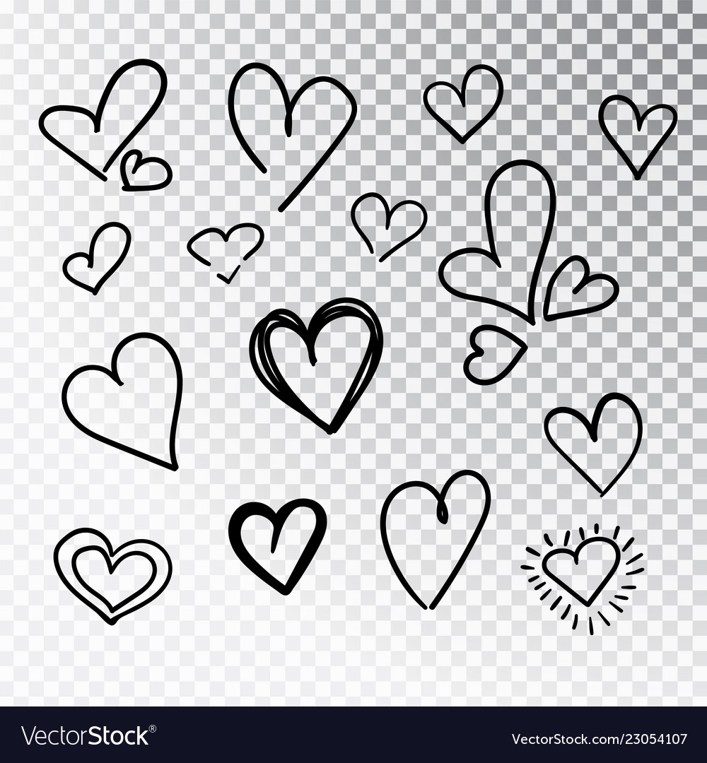 Hearts hand drawn set isolated design elements