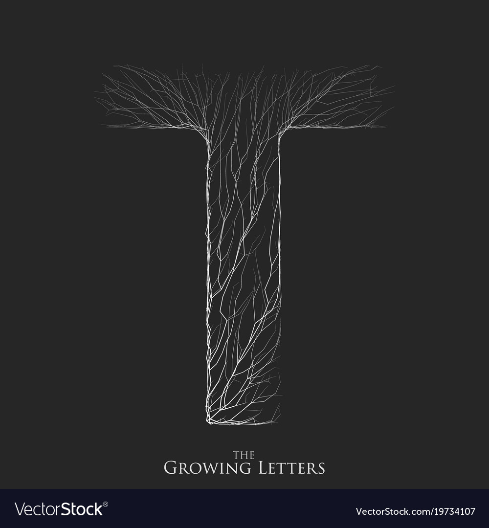 Letter t of branch or cracked alphabet