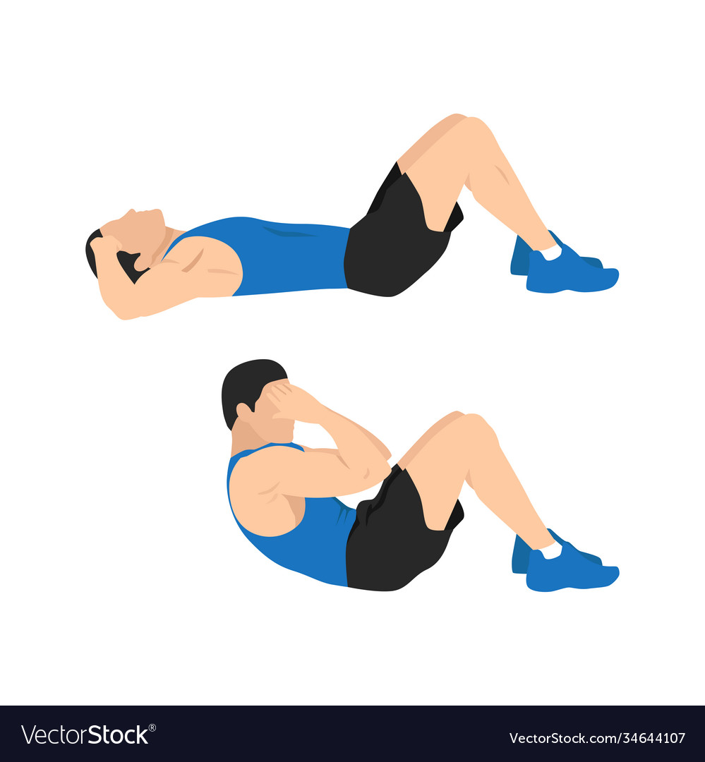 Man doing sit ups exercise abdominals exercise Vector Image