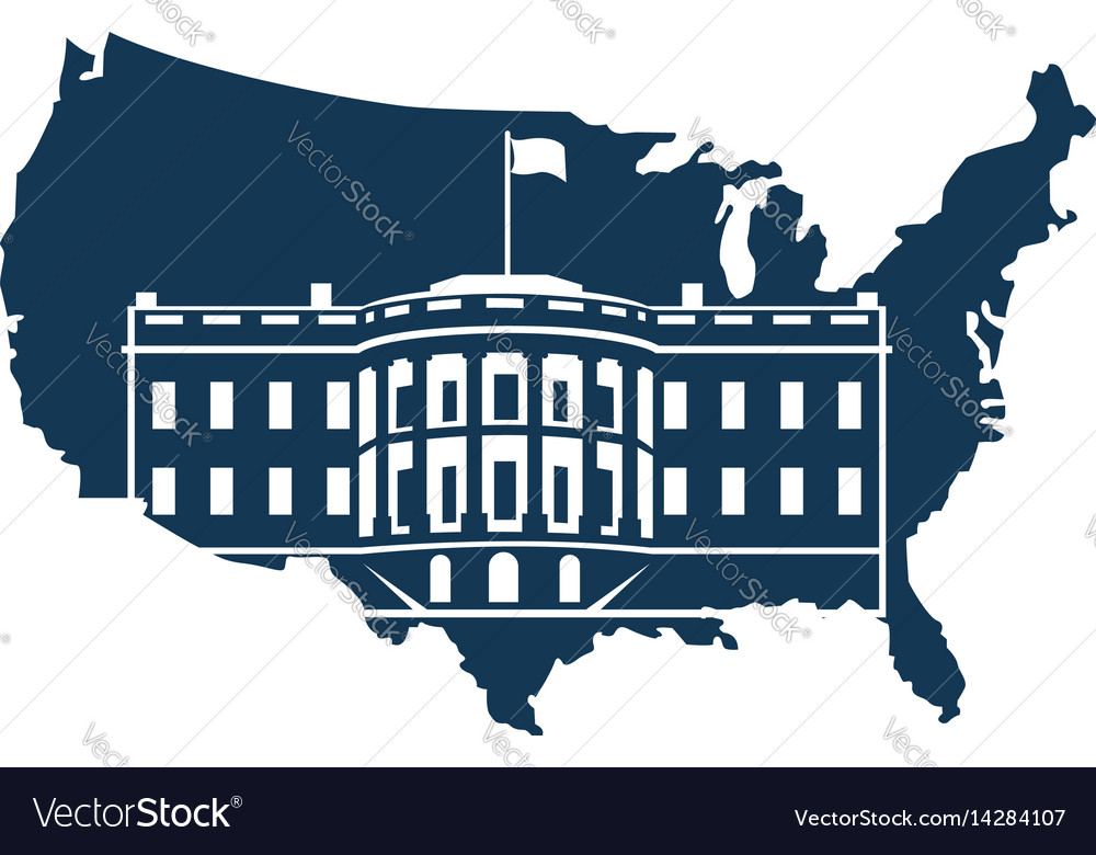 White house on background of the map Royalty Free Vector