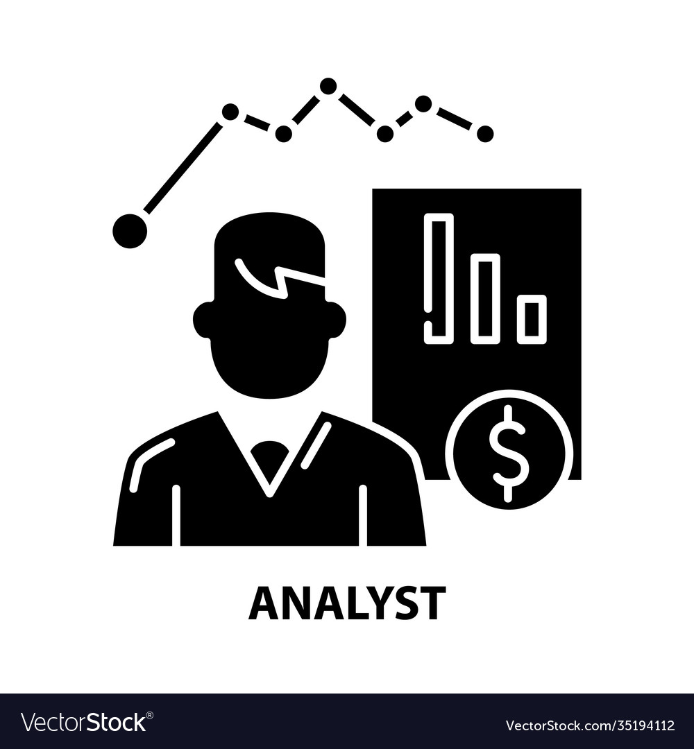 Analyst Icon Black Sign With Editable Royalty Free Vector