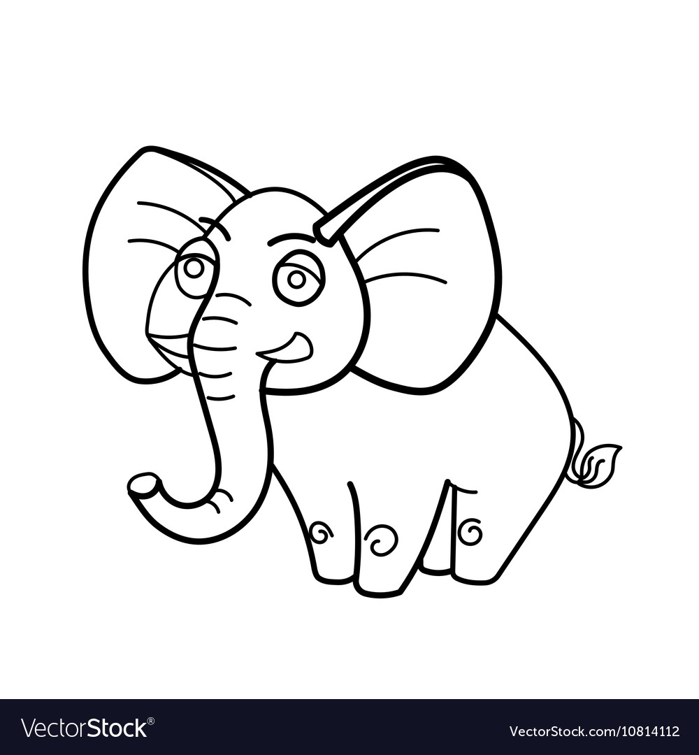 Coloring book elephant african animal cartoon Vector Image