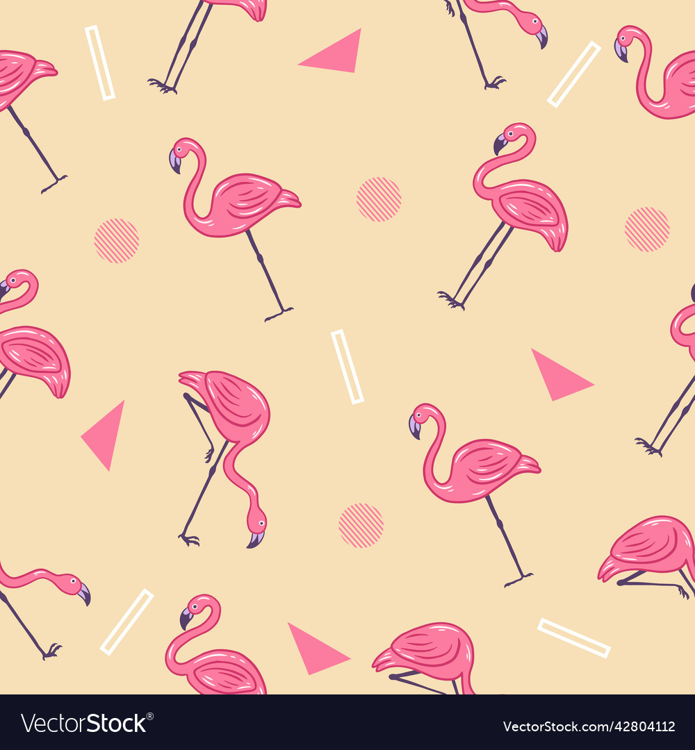 Cute pink stork animal seamless pattern