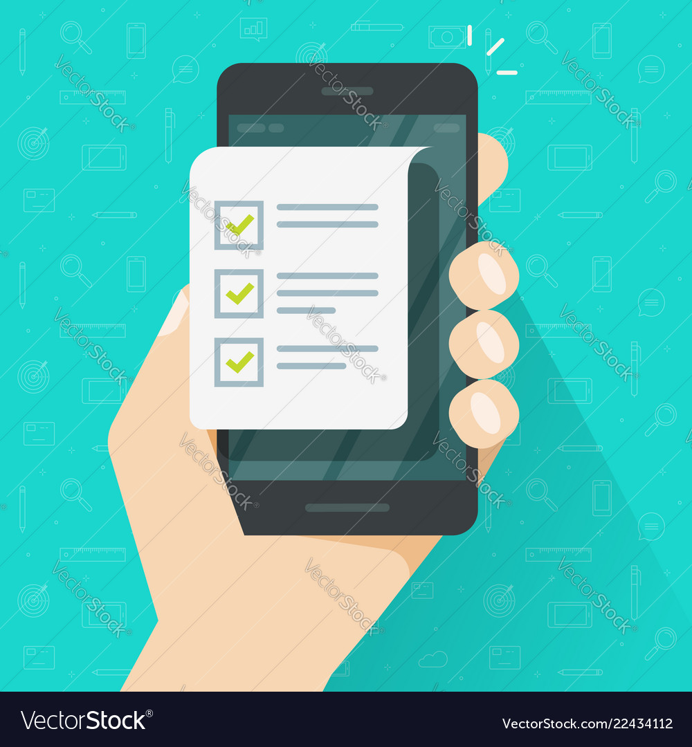 Mobile phone and checklist Royalty Free Vector Image