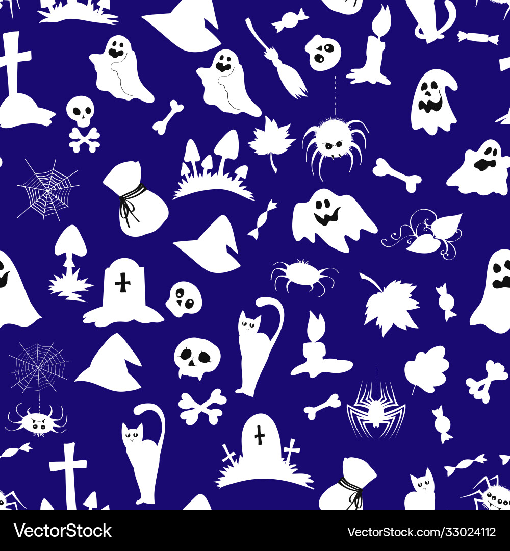 Seamless pattern with halloween objects Royalty Free Vector