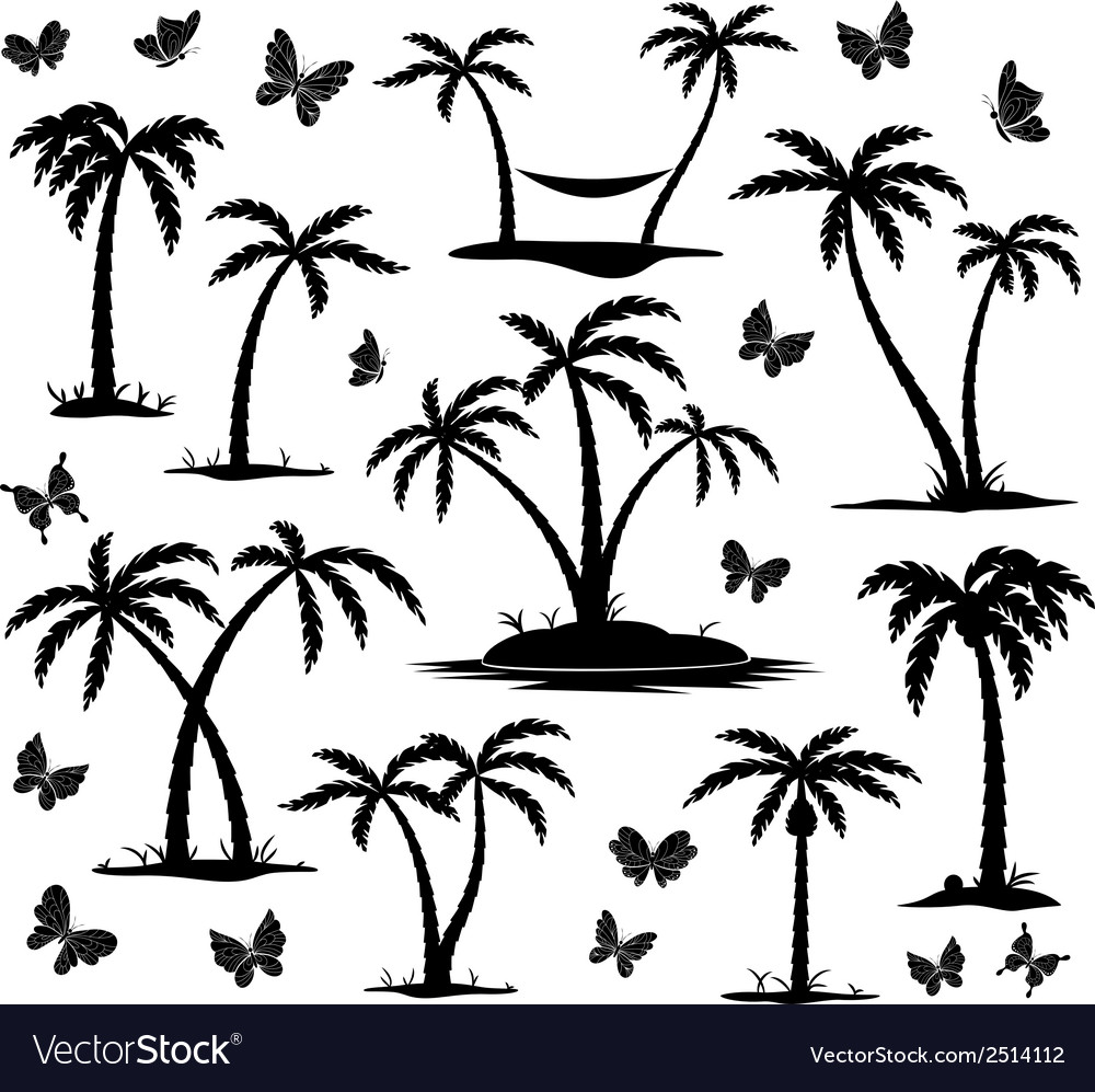 Silhouettes of palm trees