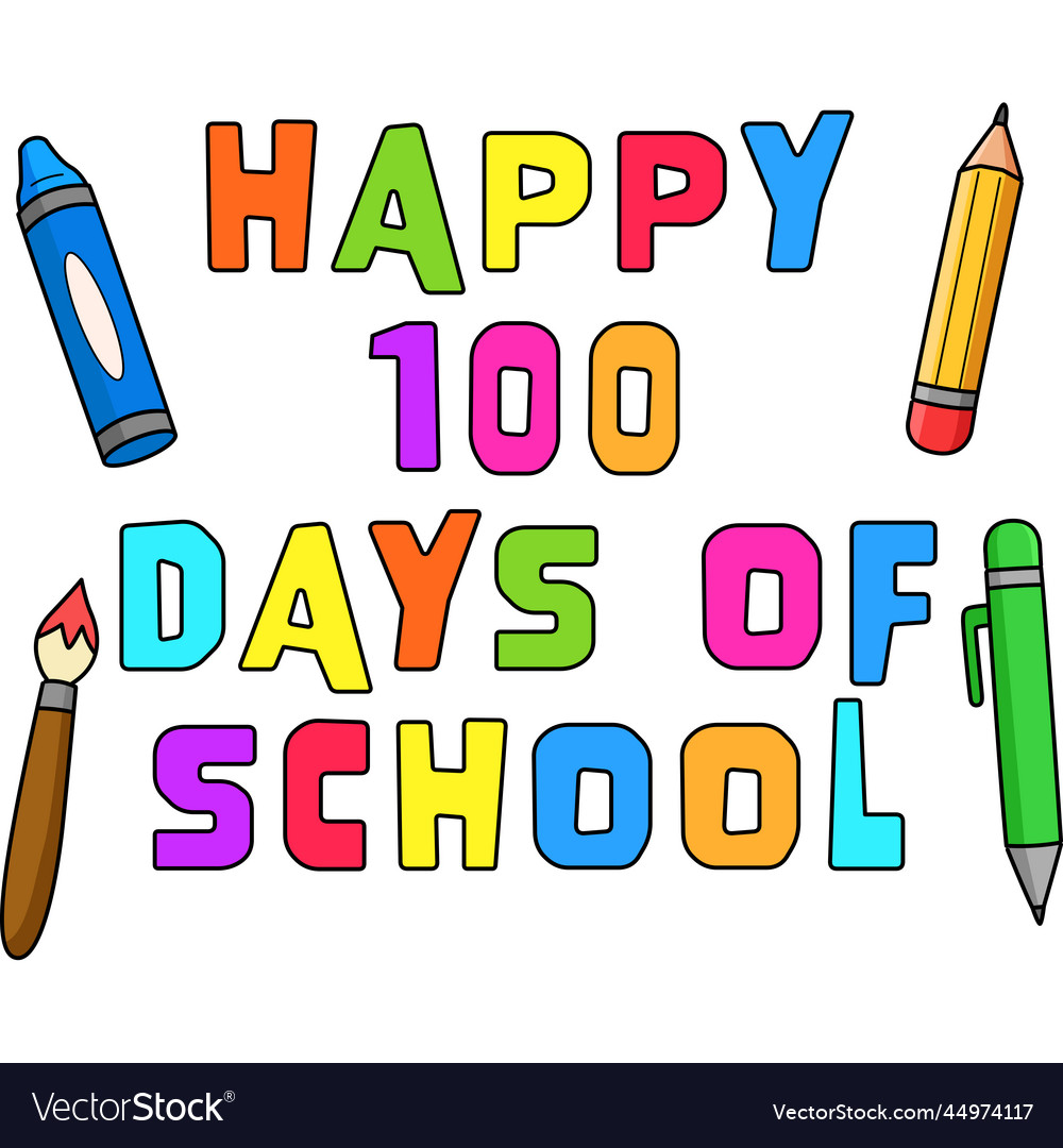 100th day of school text book cartoon clipart