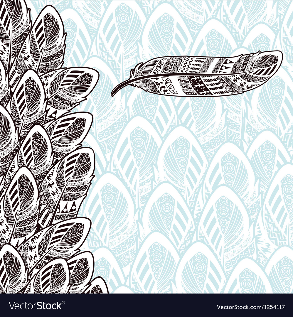 Decorative background with feather border Vector Image