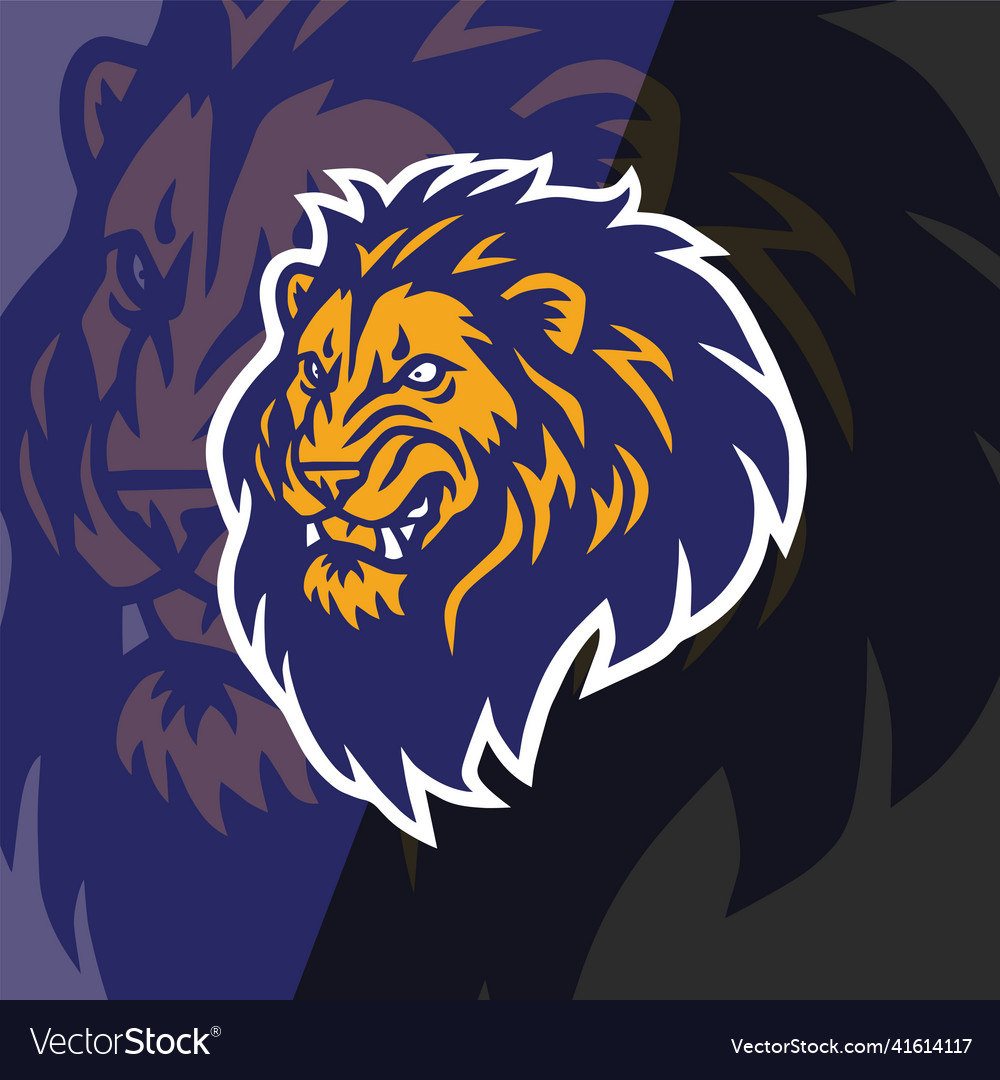 Lion head logo esports sport mascot design Vector Image