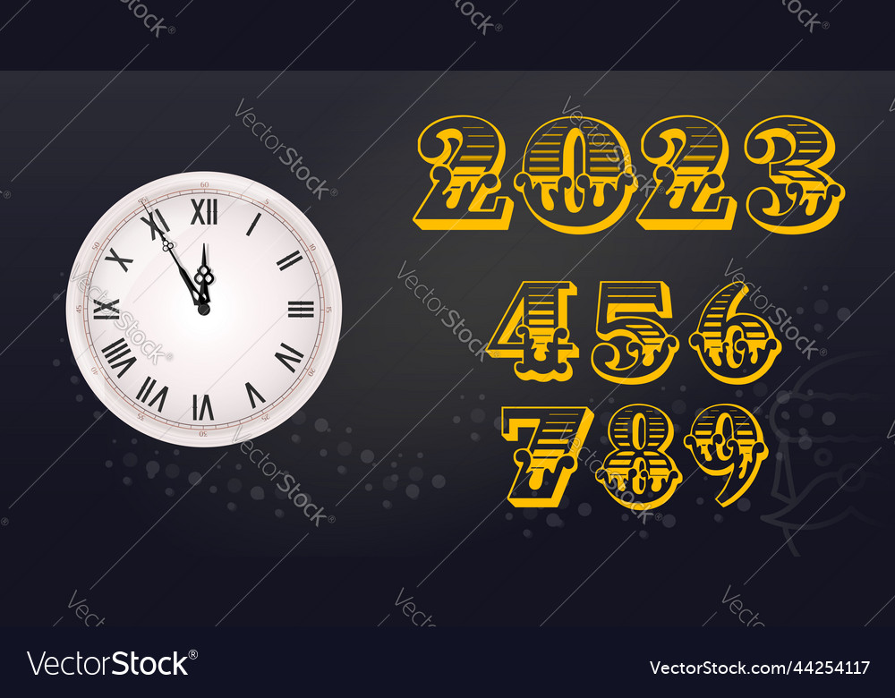 Numerals 2023 vintage with an old clock face