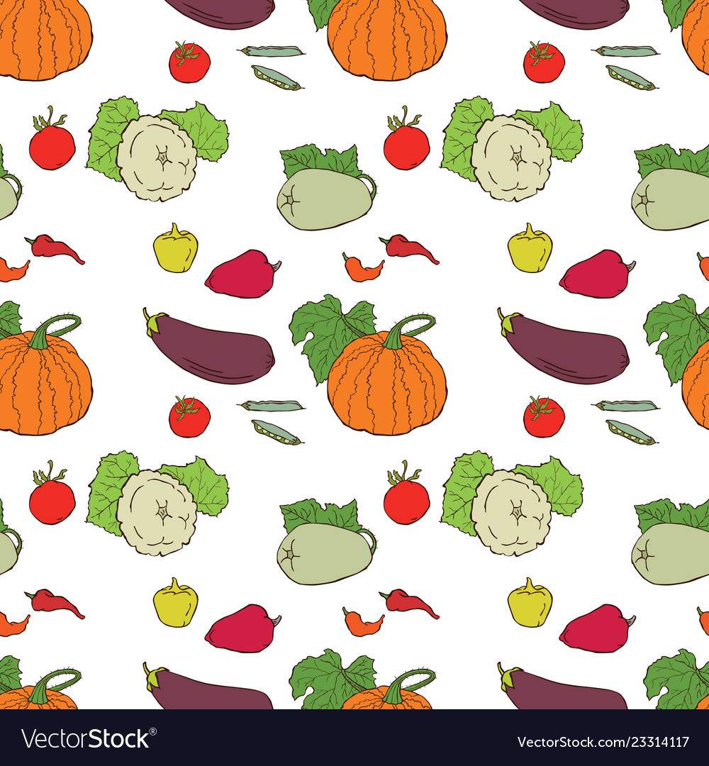 Pattern of the various ripe vegetables Royalty Free Vector