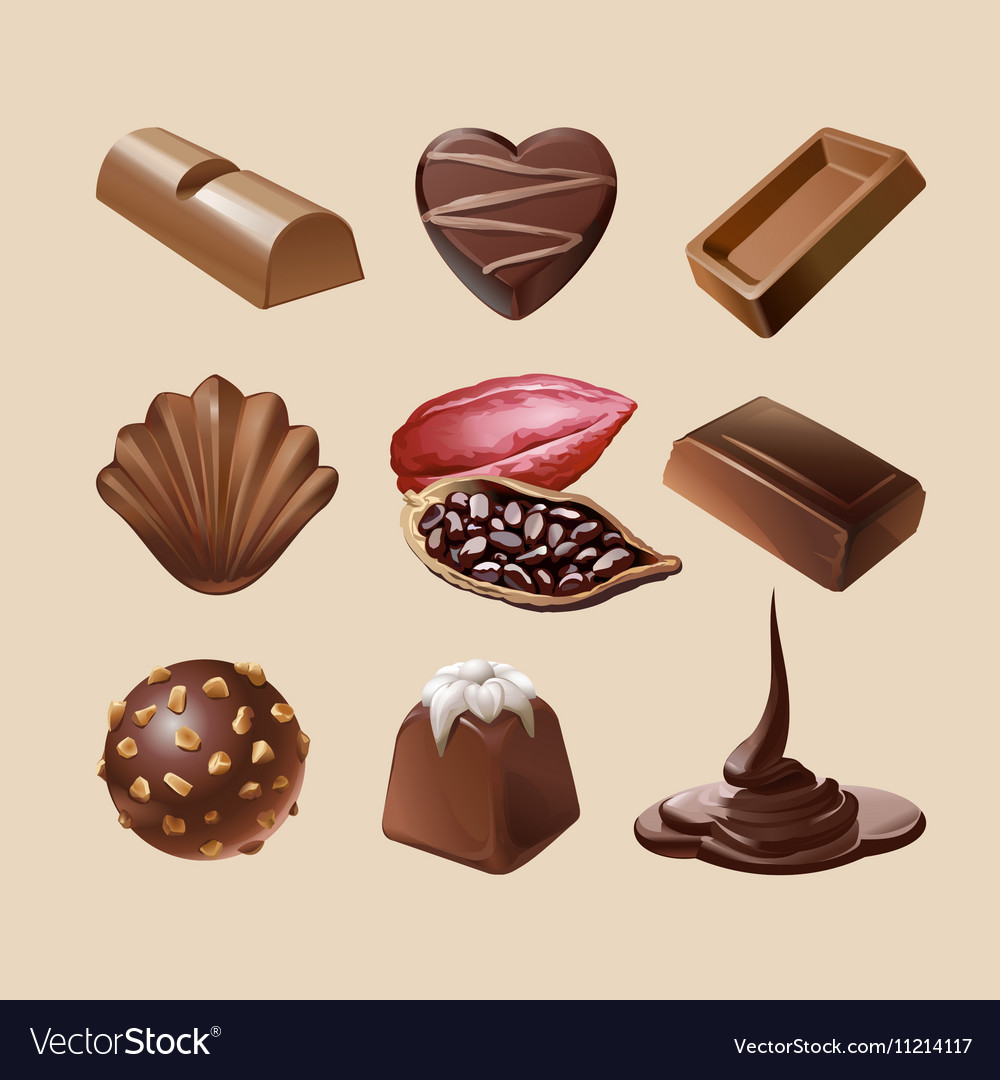 Set icons of chocolate Royalty Free Vector Image