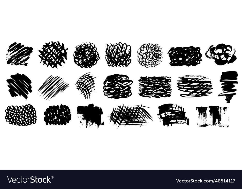 Set of grunge textures black paint ink Royalty Free Vector