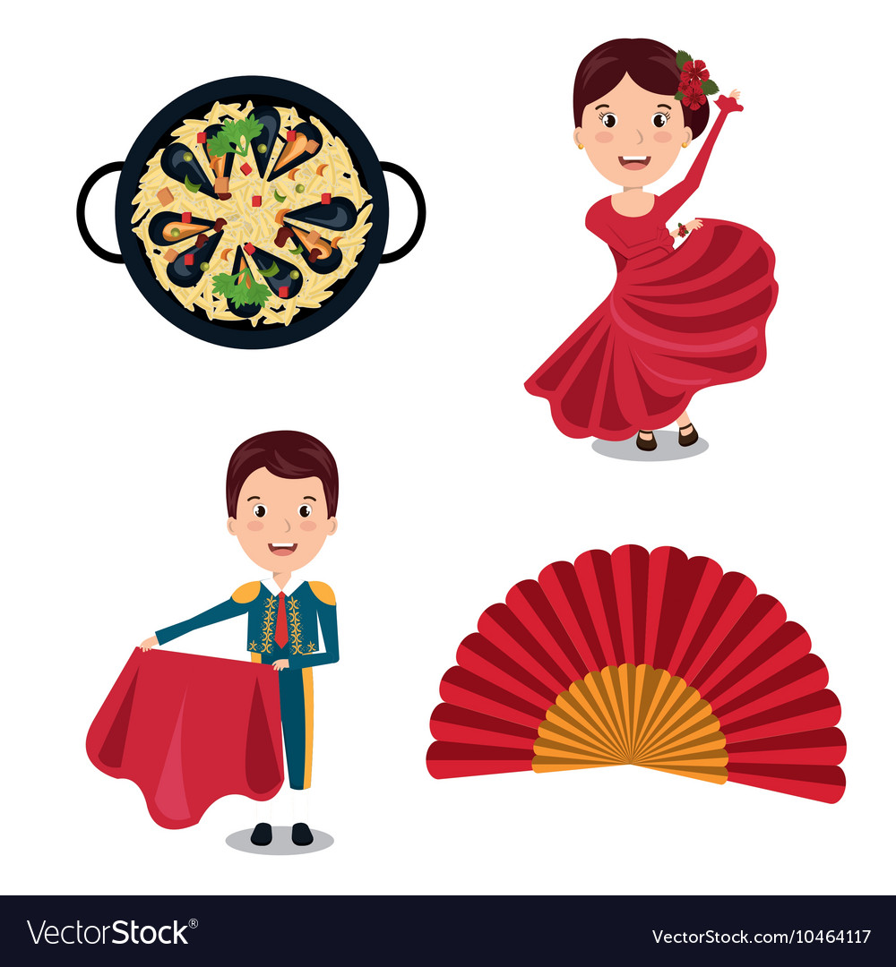 Spanish culture icons isolated icon design