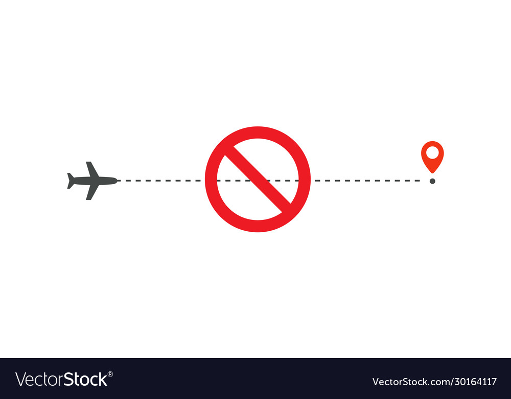 Stop sign prohibition on airplane flight vector image Stop sign prohibition on airplane flight