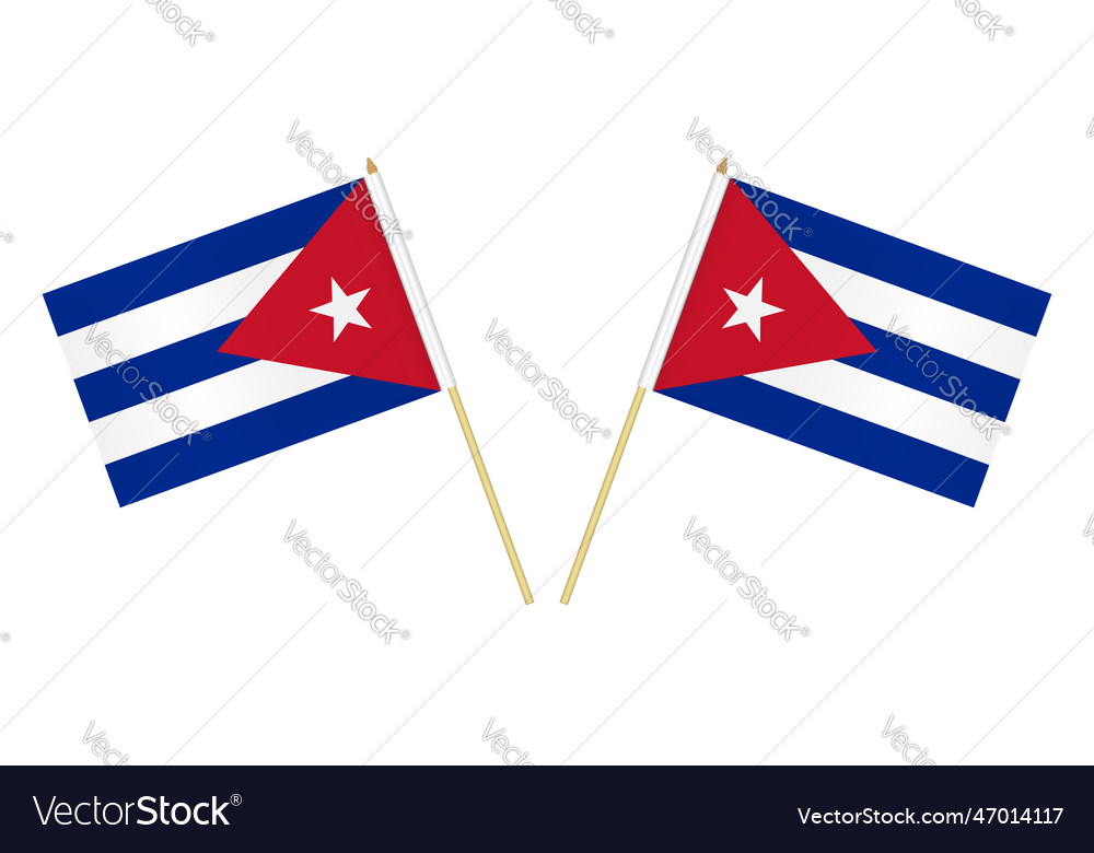 Two small cuban flags isolated on white Royalty Free Vector