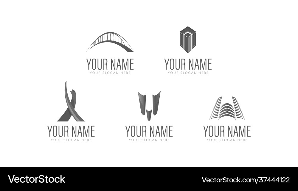 A set construction company logos in monochrome Vector Image