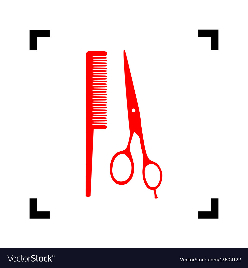 Barber shop sign red icon inside black Royalty Free Vector