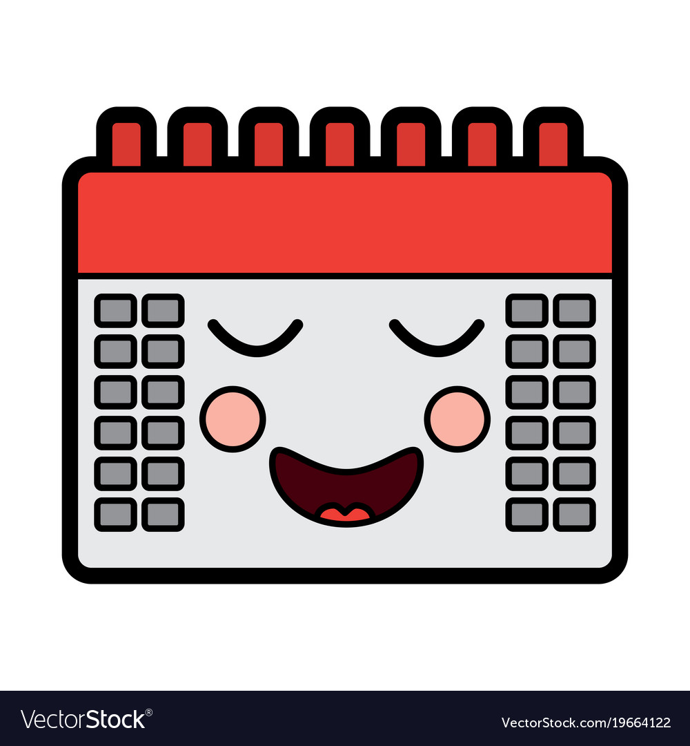 Calendar event cute happy kawaii cartoon Vector Image