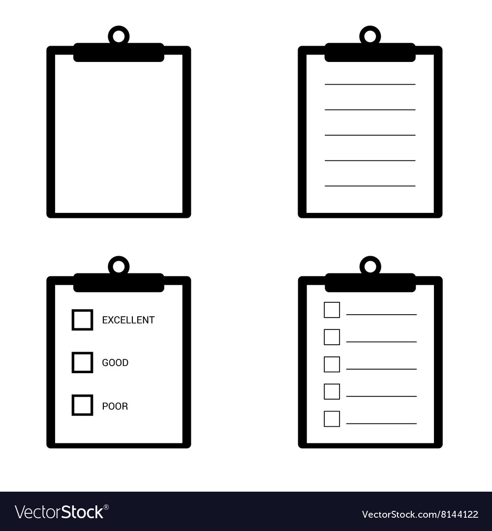Check list set icon in black Royalty Free Vector Image