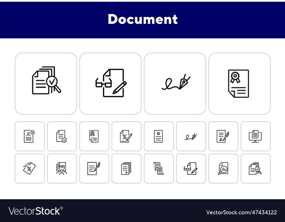 Document line icon set Royalty Free Vector Image