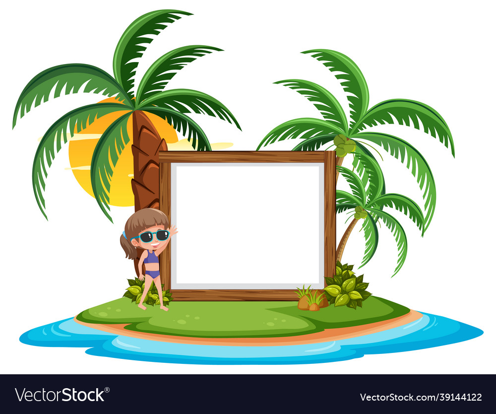 Empty banner template with summer beach element