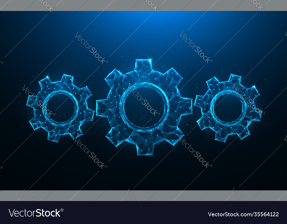 Getriebe oder Cogwheel Low-Poly Art-Mechanismus