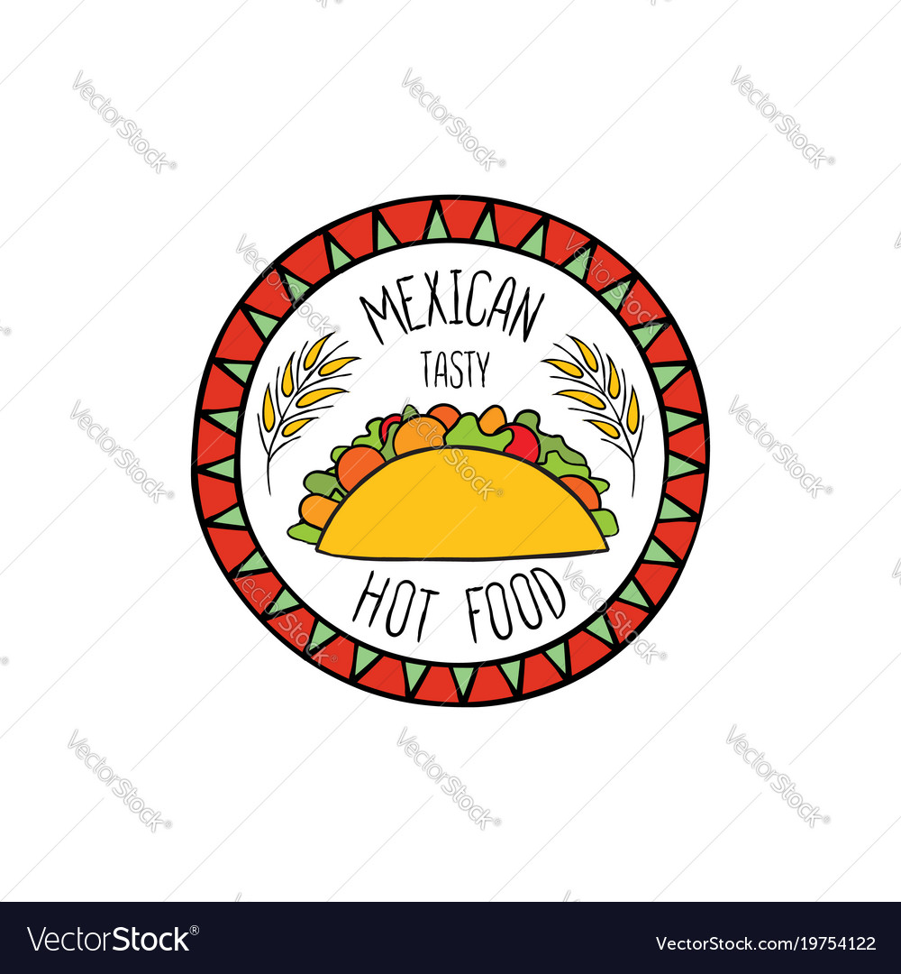 Mexican burrito food doodle symbol round shape Vector Image