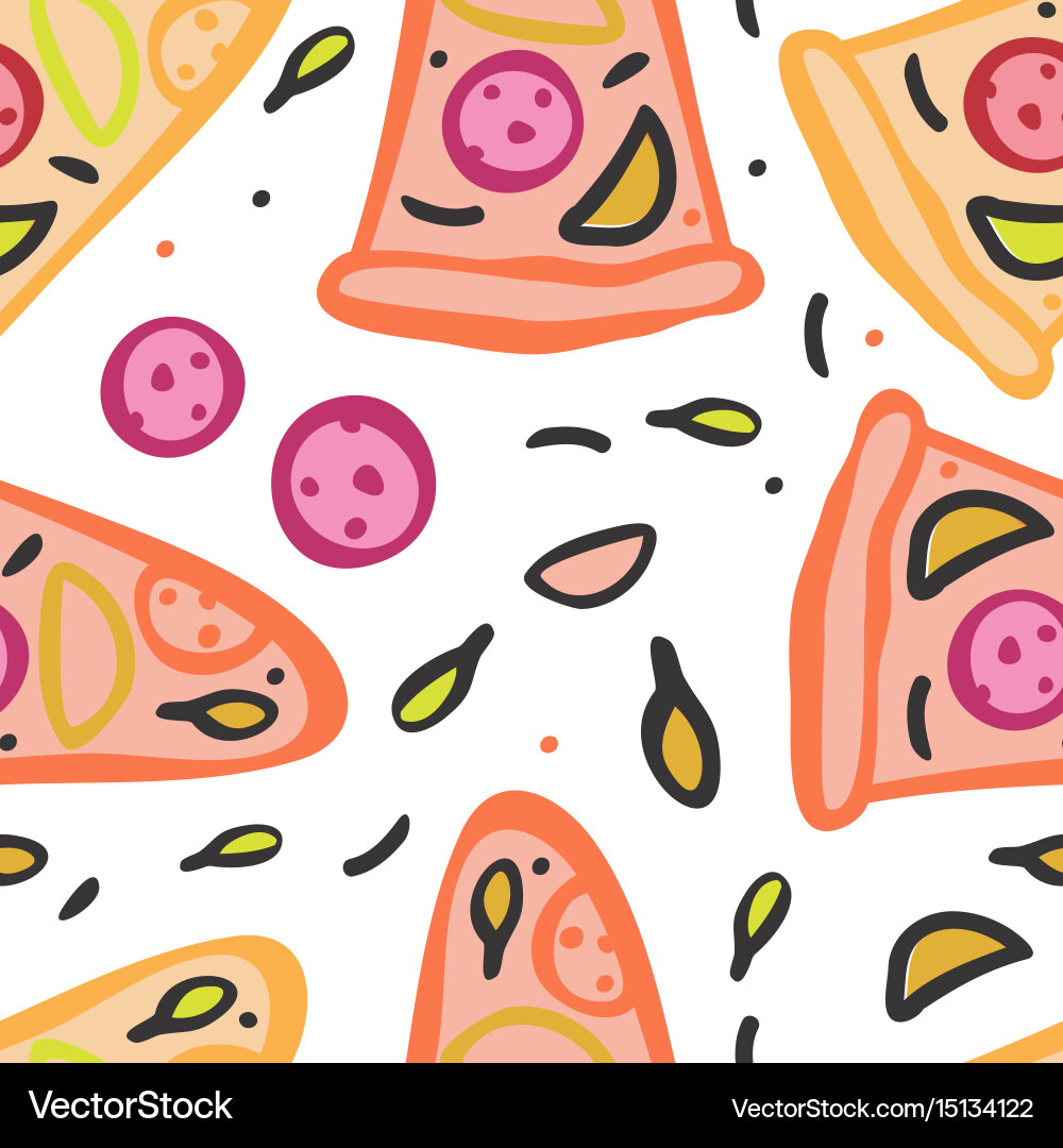 Seamless pattern with pizza Royalty Free Vector Image