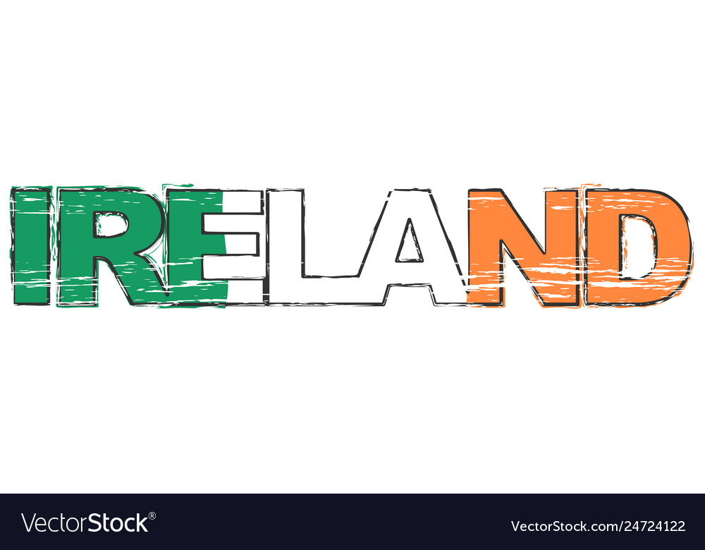 word-ireland-with-irish-national-flag-under-vector-image