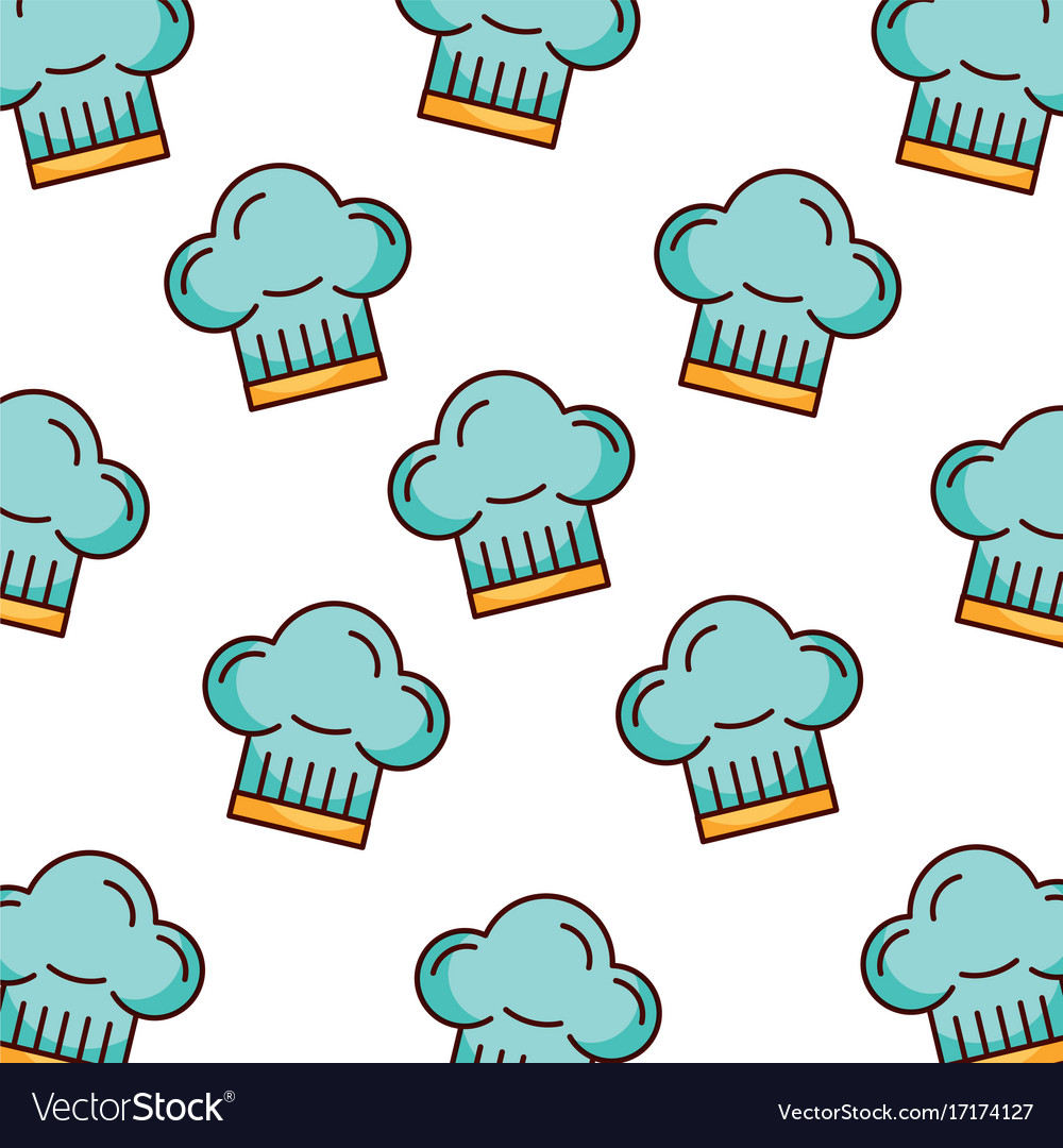 Blue chef hat bakery kitchen seamless pattern Vector Image