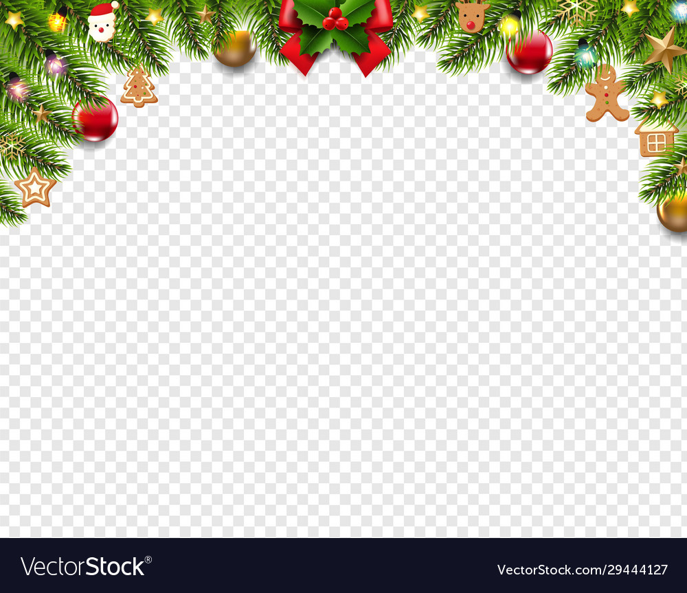 Christmas border isolated transparent background Vector Image