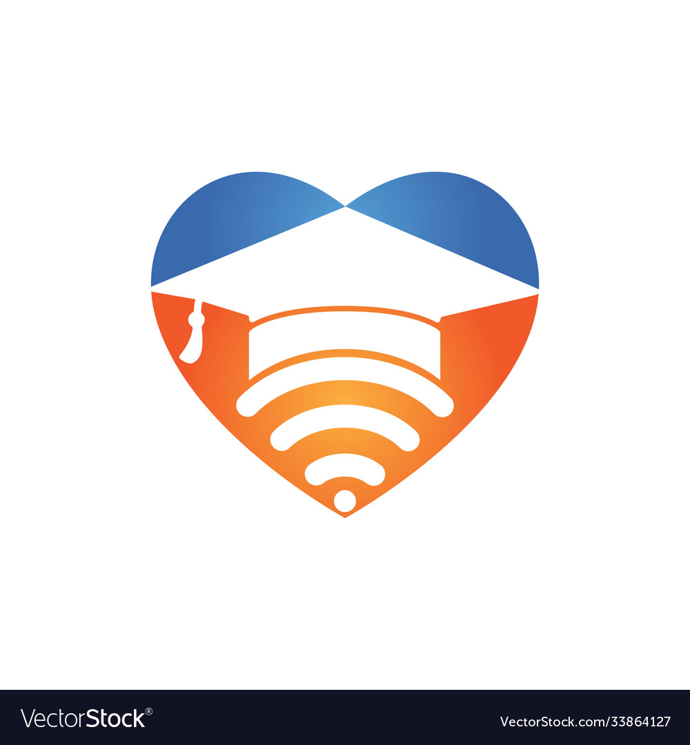 Graduate hat and wifi logo design Royalty Free Vector Image