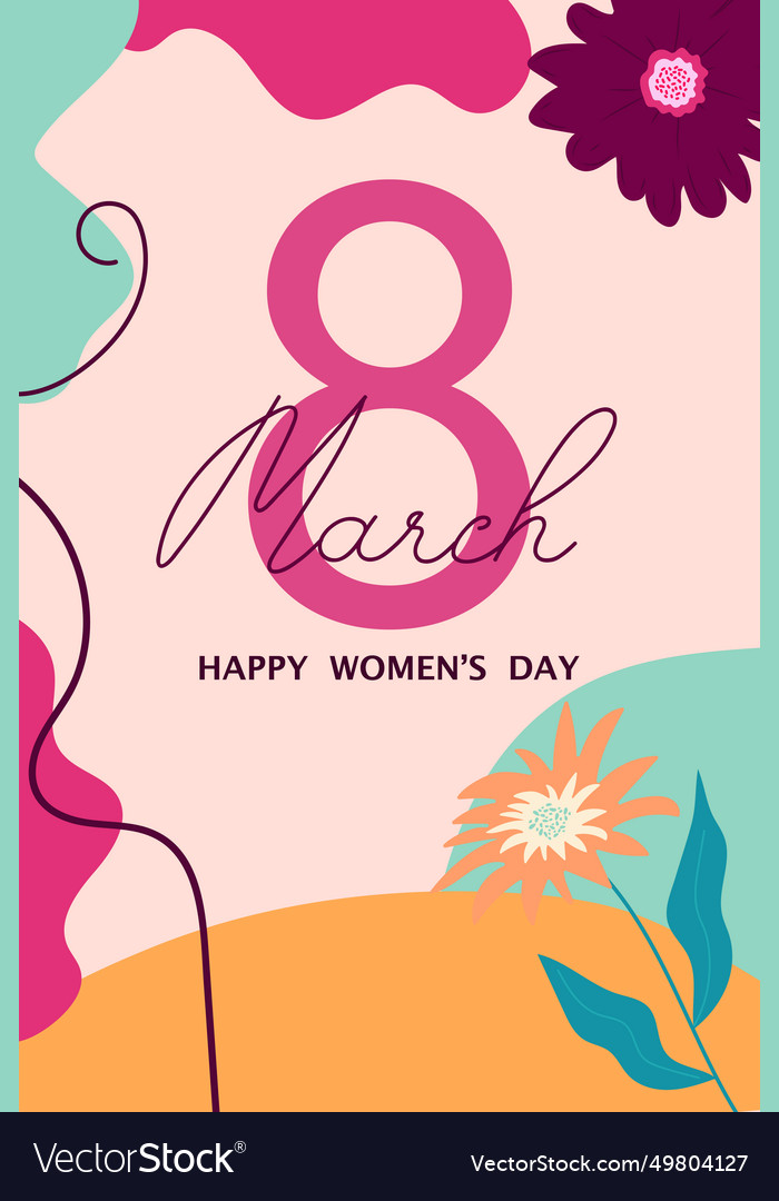 Greeting card for womens day march 8th floral