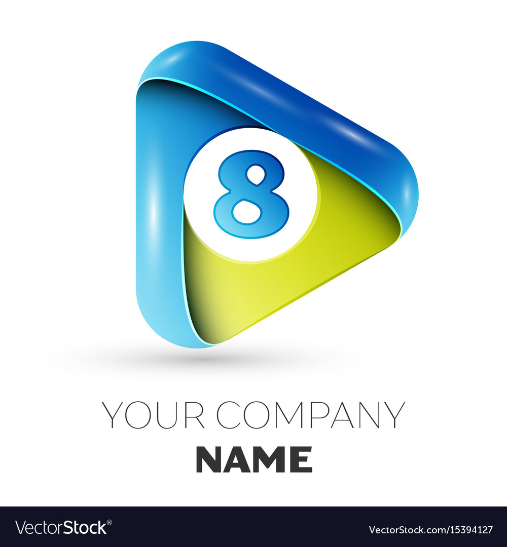 Realistic Number Eight Logo In Colorful Triangle Vector Image