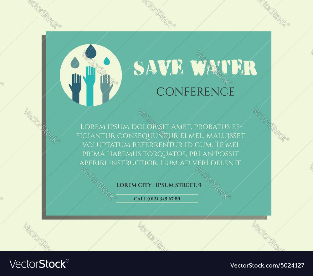 save water conference poster invitation template vector image conference invitation template